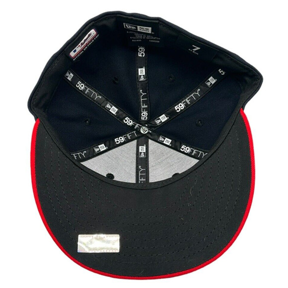 New Era 59Fifty Fitted Atlanta‎ Braves Navy Blue-Red Men's Hat 7 - Picture 5 of 5